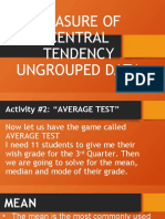 Measures of Central Tendency Ungrouped Data