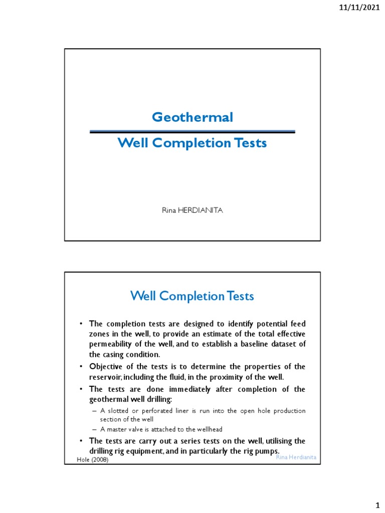 Geothermal Well Testing Guide | PDF