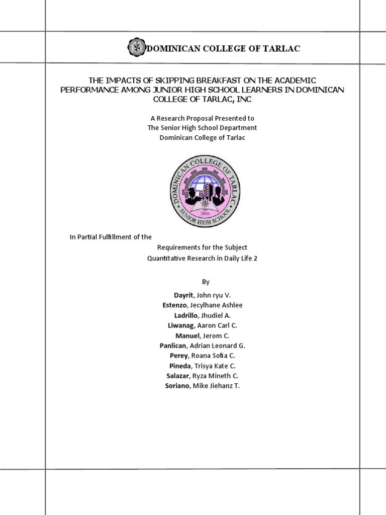 Effects of Skipping Breakfast on Students | PDF | Survey Methodology ...
