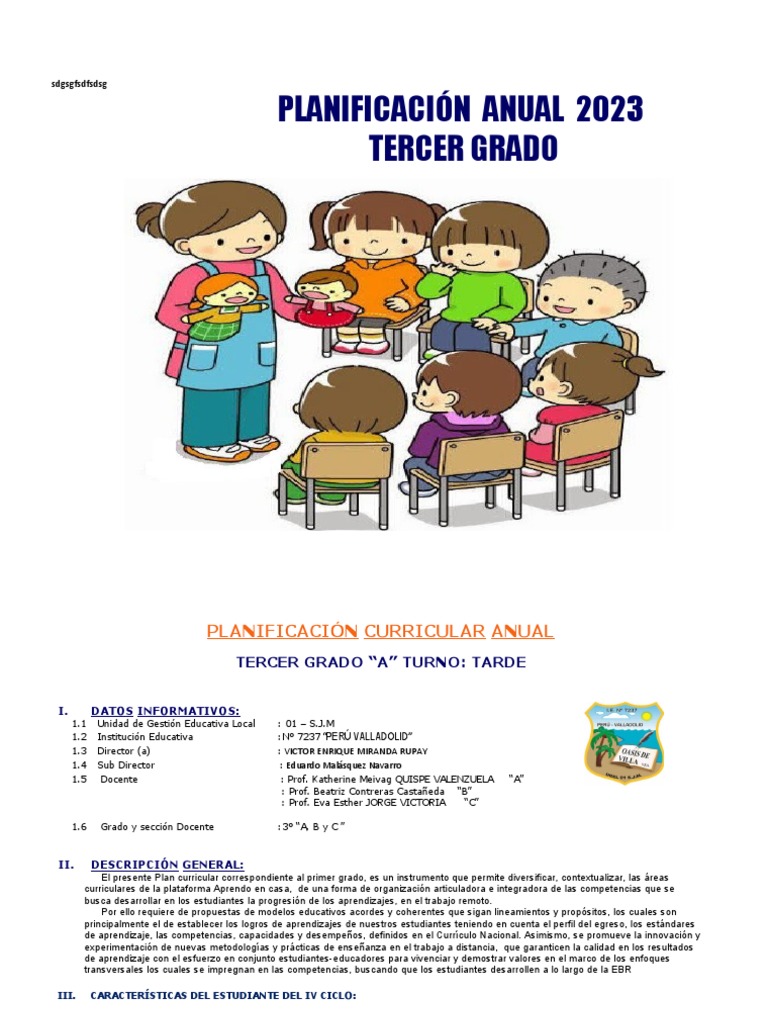 Plan Curricular 2023 Tercer Grado | PDF | Plan de estudios