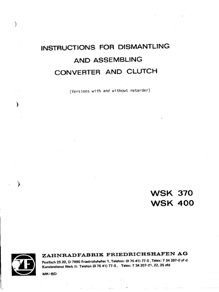 ZF Gearbox WSK 400 Manual PDF