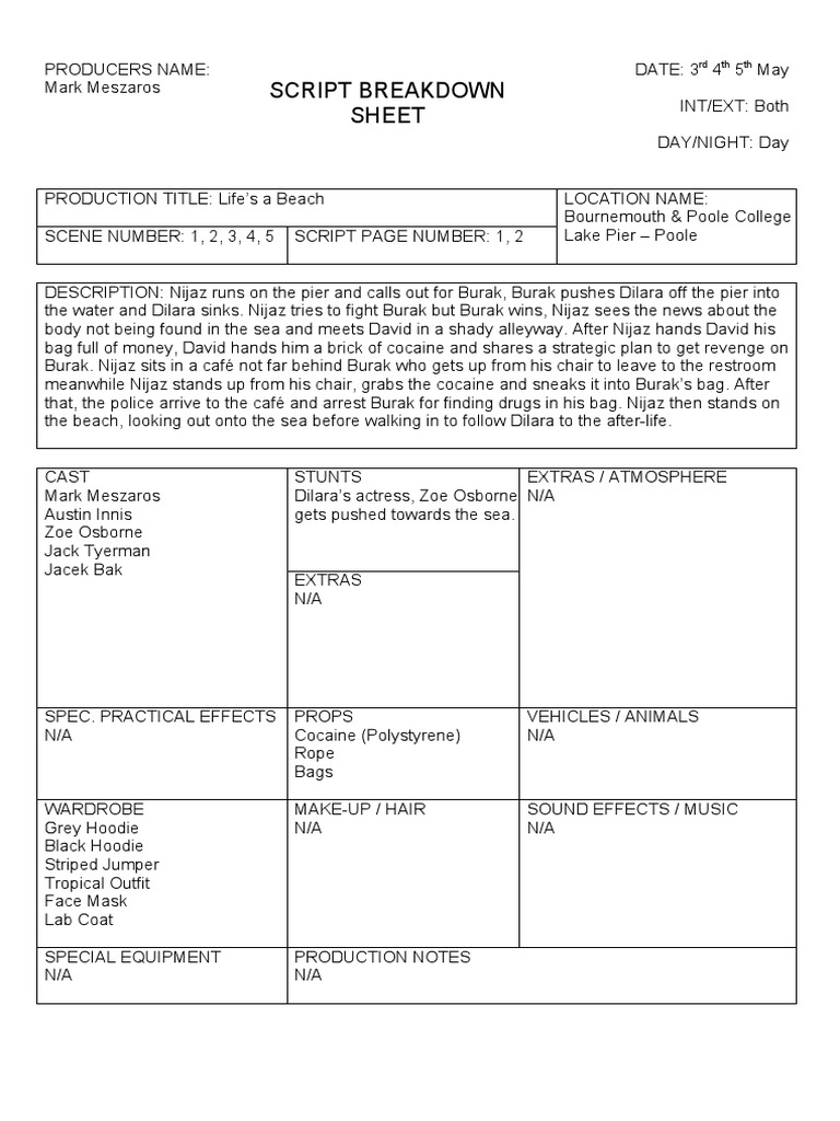 Script Sheet | PDF