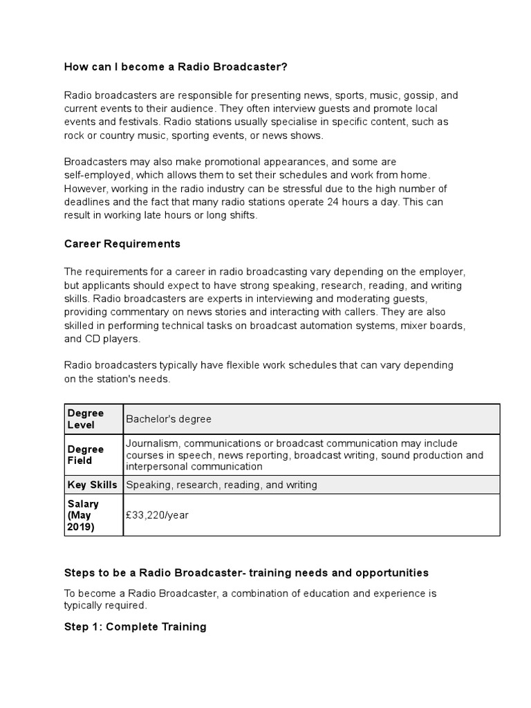 How to work in radio mo pdf recruitment internship