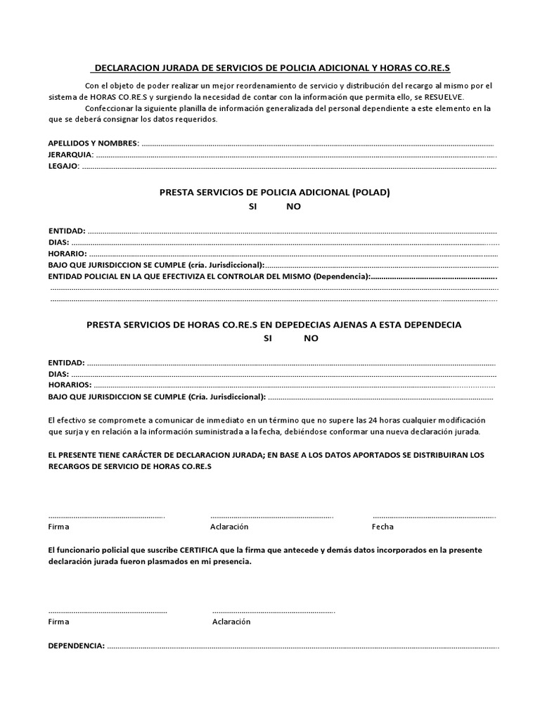 Modelo de Declaracion Jurada Nueva | PDF | Finanzas y dinero | Derecho