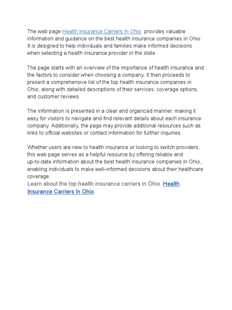 Best Health Insurance in Ohio | PDF | Business | Finance & Money Management