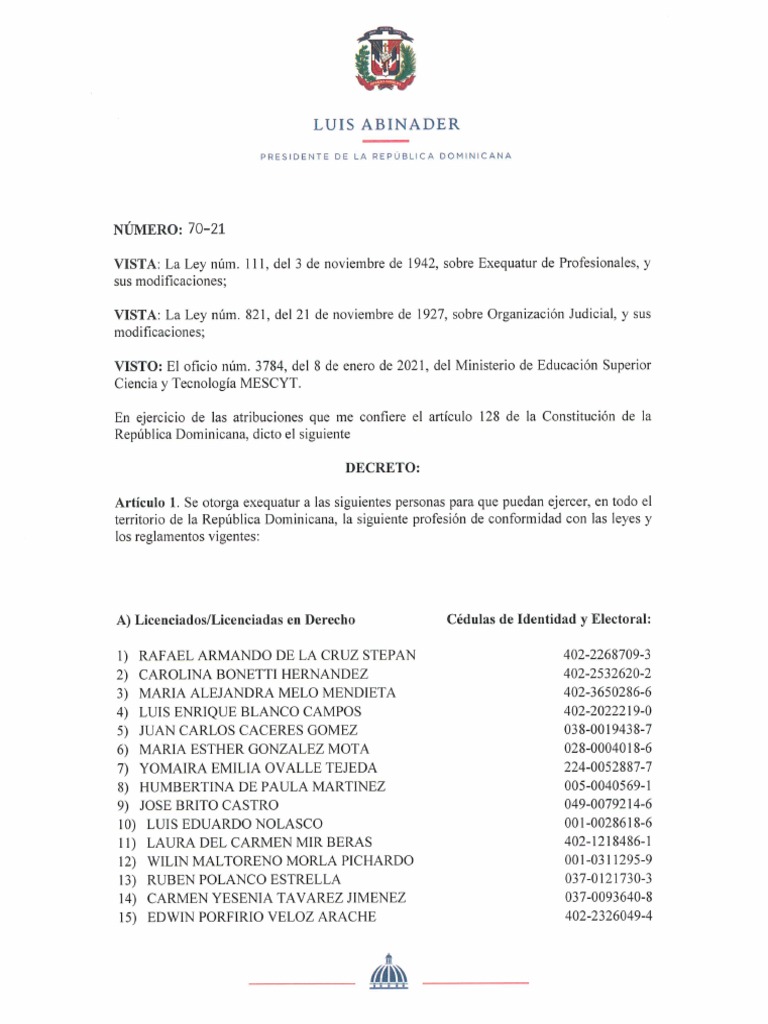 Exequátur para Profesionales en RD | PDF