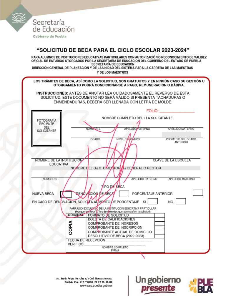 Solicitud de Beca Escolar 2023-2024 | PDF
