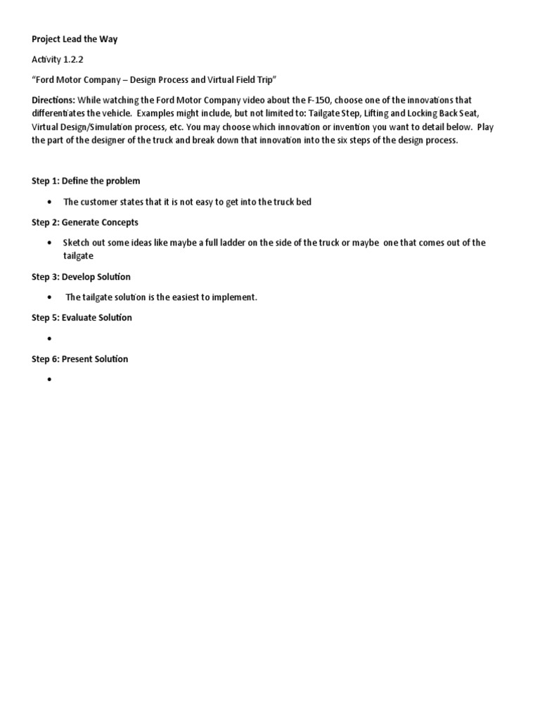 Pltw Ied Activity 1.2.2 | PDF