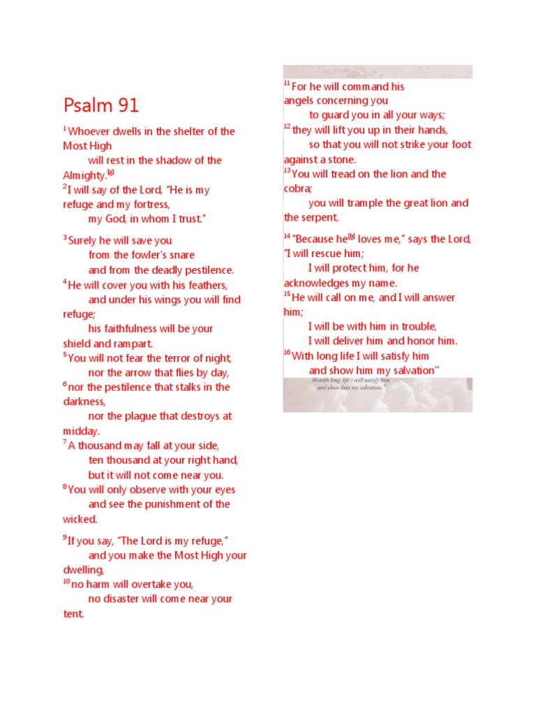 Psalm 91: A Prayer for Protection | PDF