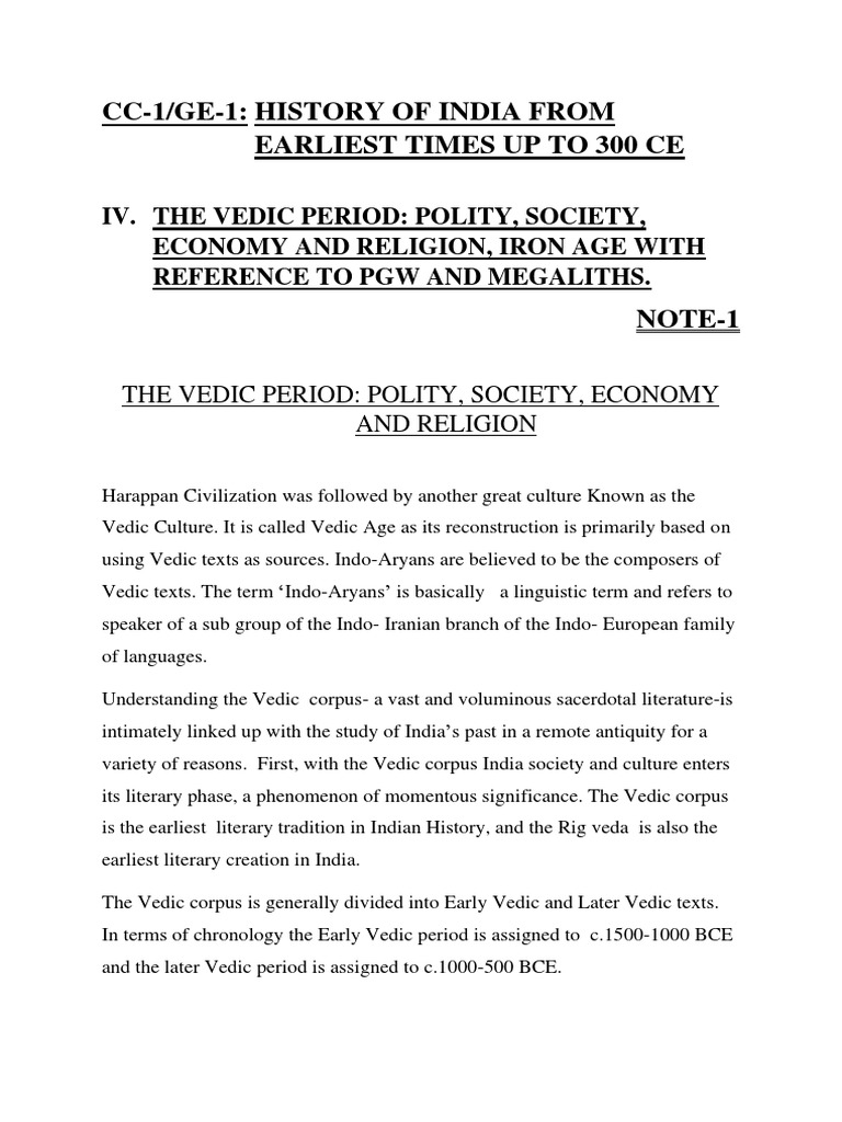 IV THE VEDIC PERIOD Note-1 | PDF | Vedas | Puranas