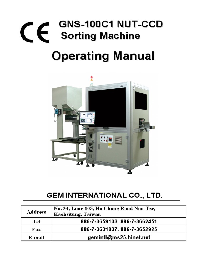 GNS-100C1 Optical Nut Sorting Manual | PDF | Switch | Charge Coupled Device