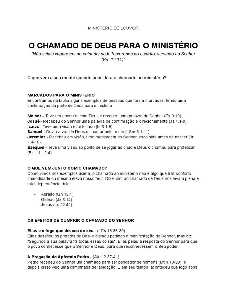 Estudo - O Chamado de Deus | PDF