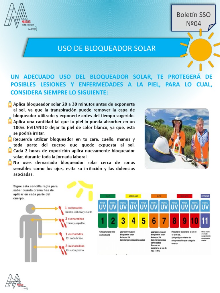 Boletin Sso Nº04 Uso Bloqueador Solar Pdf