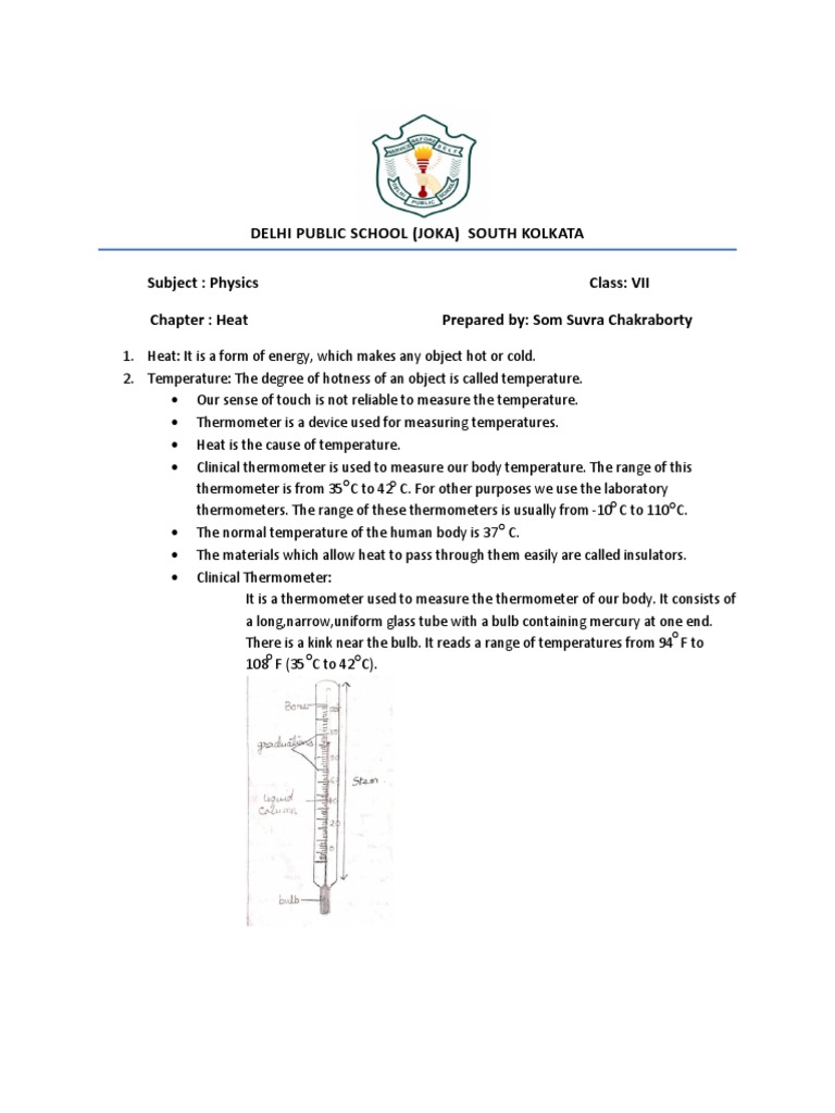 Class 7 Physics: Heat Chapter Notes | PDF | Heat Transfer | Heat
