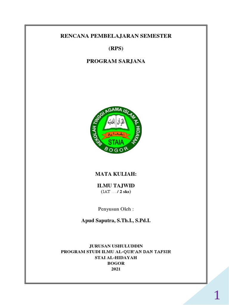 RPS Matkul Ilmu Tajwid | PDF