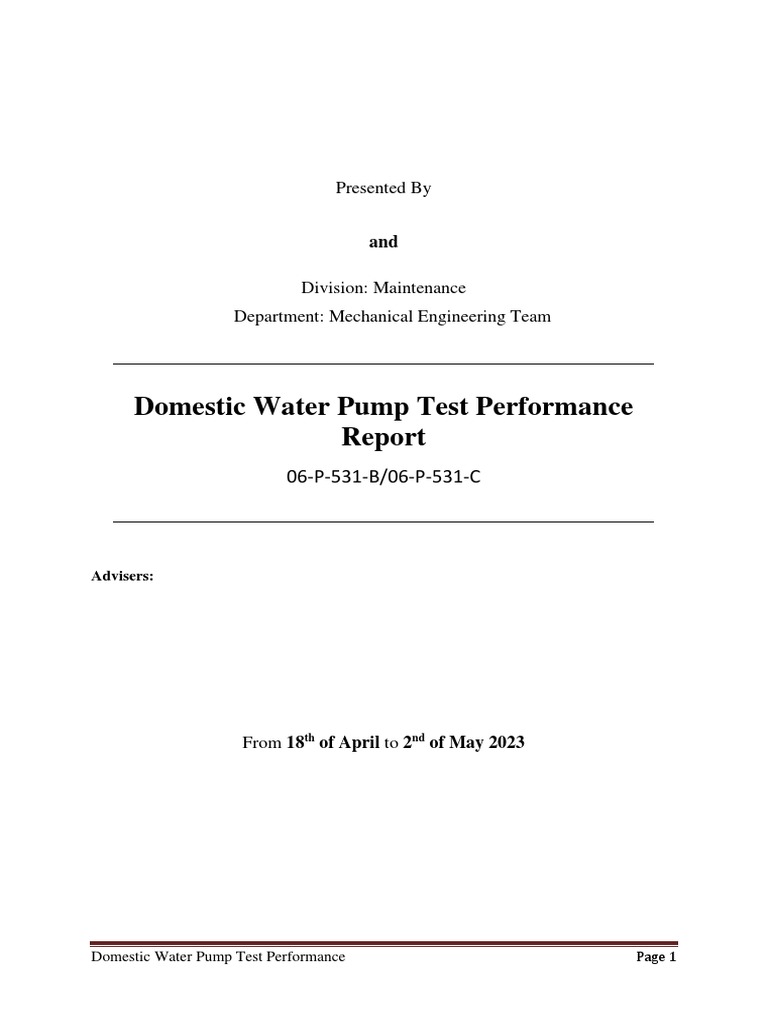 Water Pump Test Performance PDF