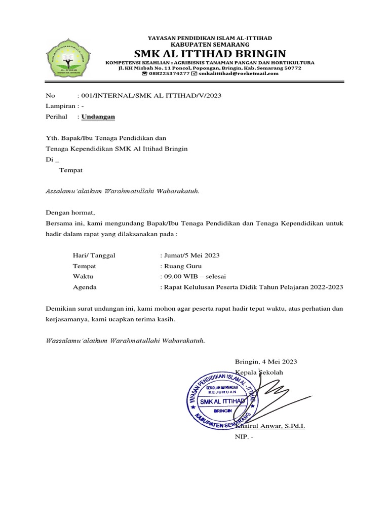 Surat Undangan Rapat Pleno | PDF