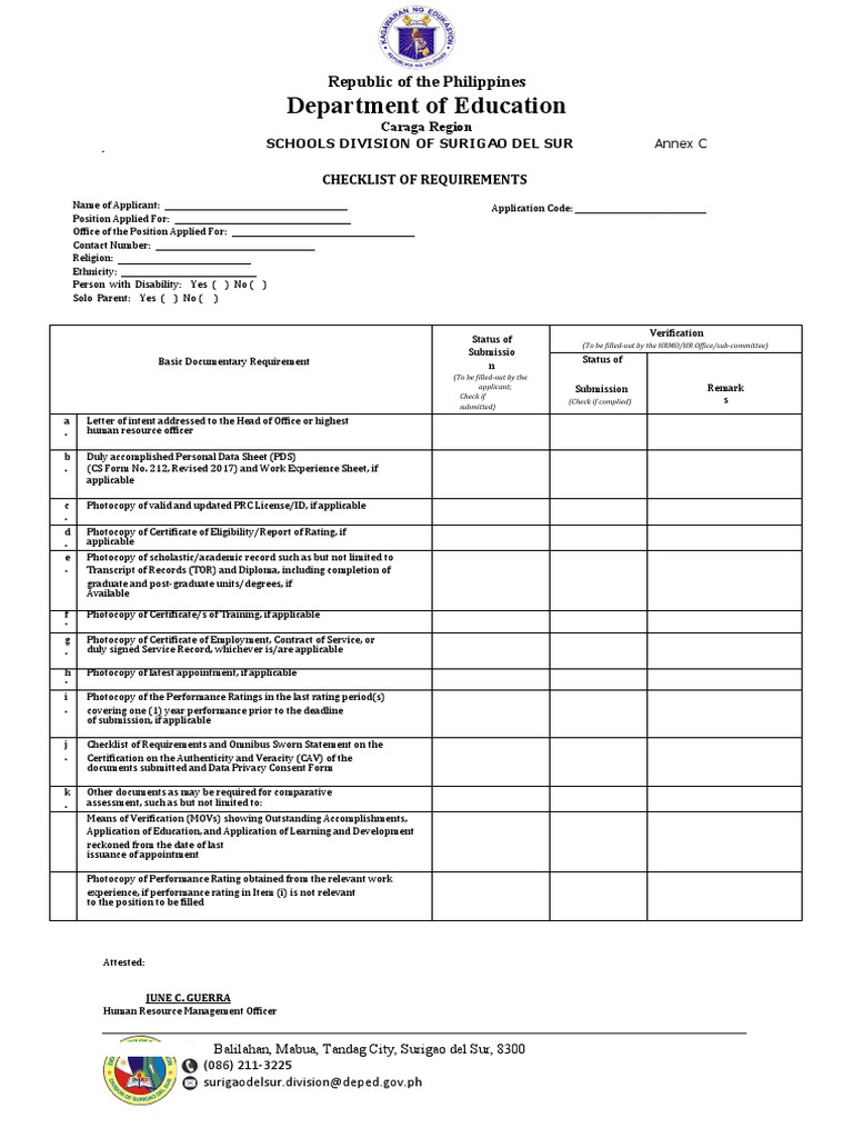 Annex C Checklist of Requirements and Omnibus Sworn Statement PDF