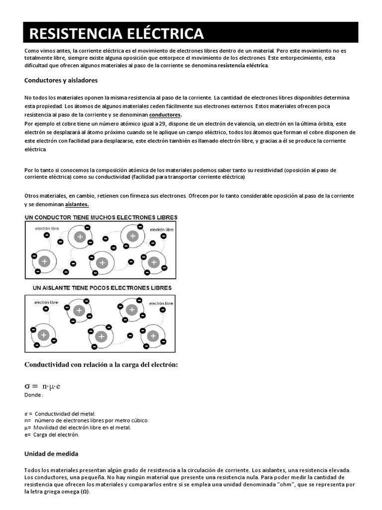 Conceptos Clave de Resistencia Eléctrica | PDF | Ciencia y matemáticas ...