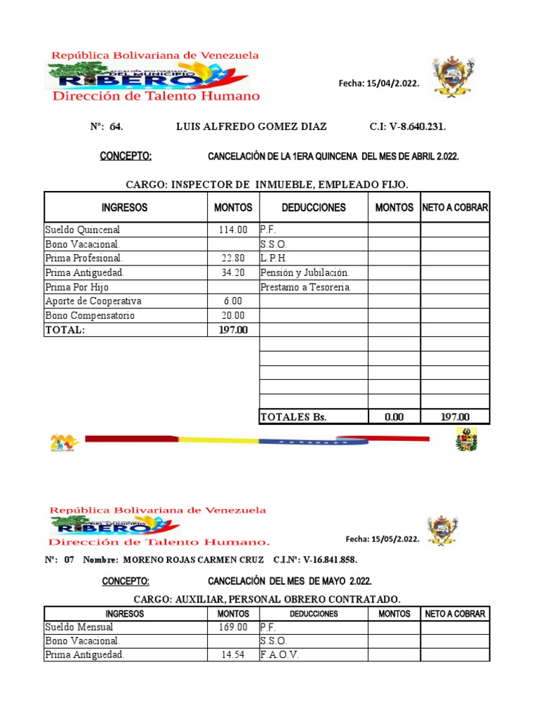 Modelo Recibo de Pago | PDF