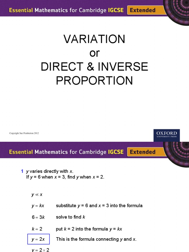 Direct and Inverse Proportion Igcse PDF