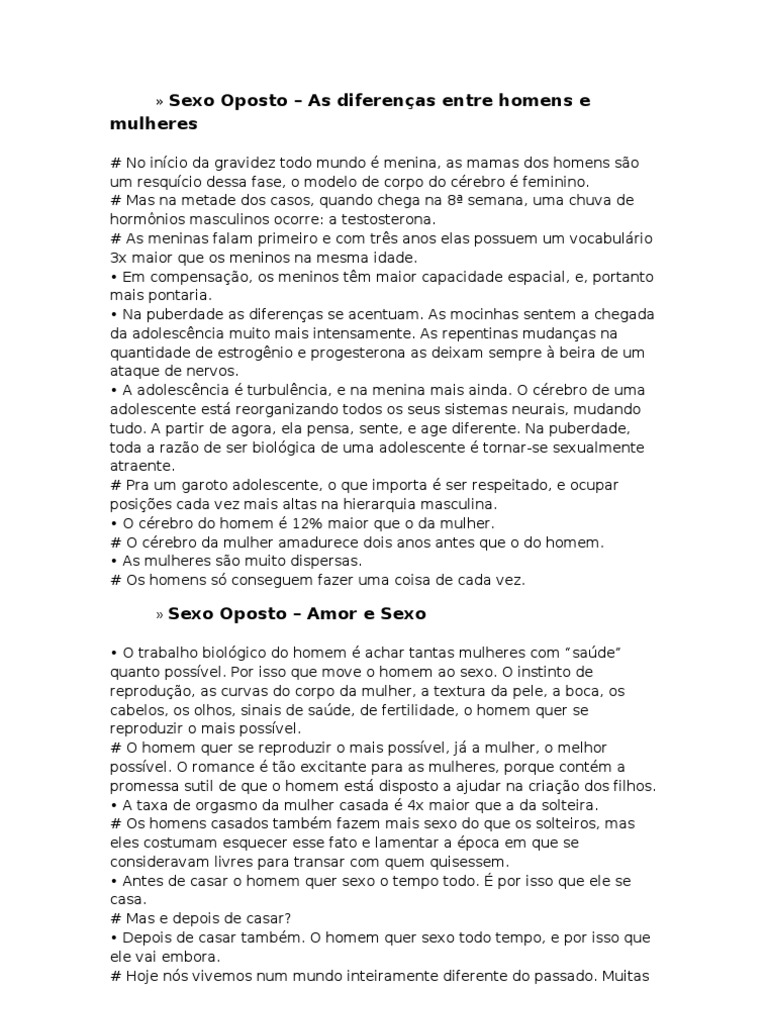 Sexo Oposto | PDF | Relação sexual | Adolescência