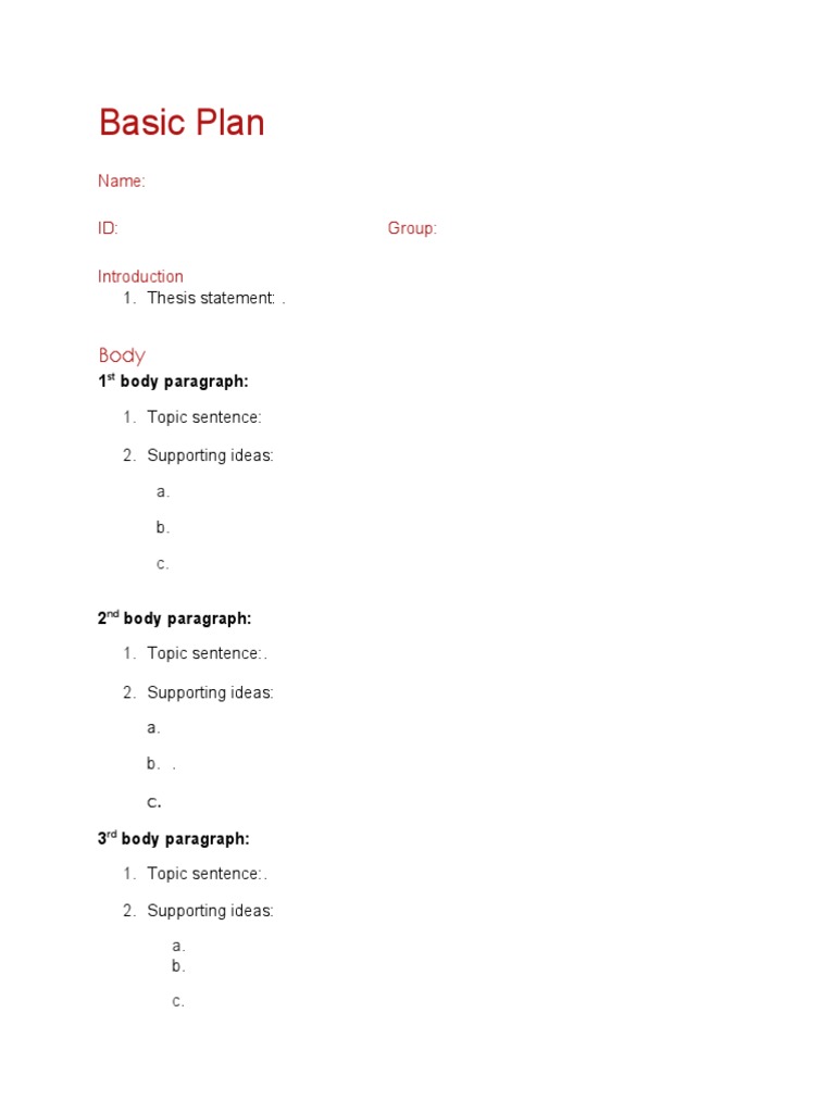 Basic Plan Format | PDF