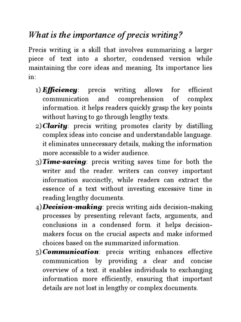 Precis Writing Answer PDF Brief (Law) Memorandum