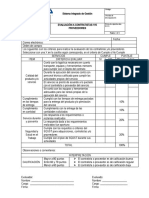 Evaluación proveedores Sistema Integrado Gestión