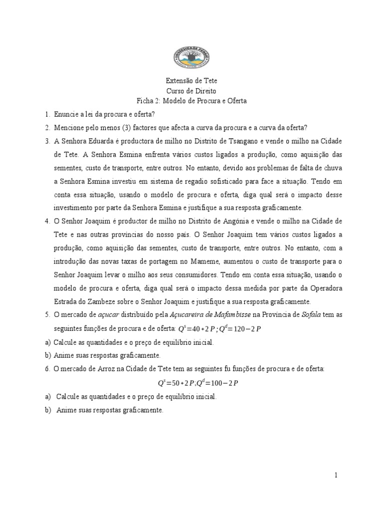 Lei da Oferta e Procura em Tete | PDF
