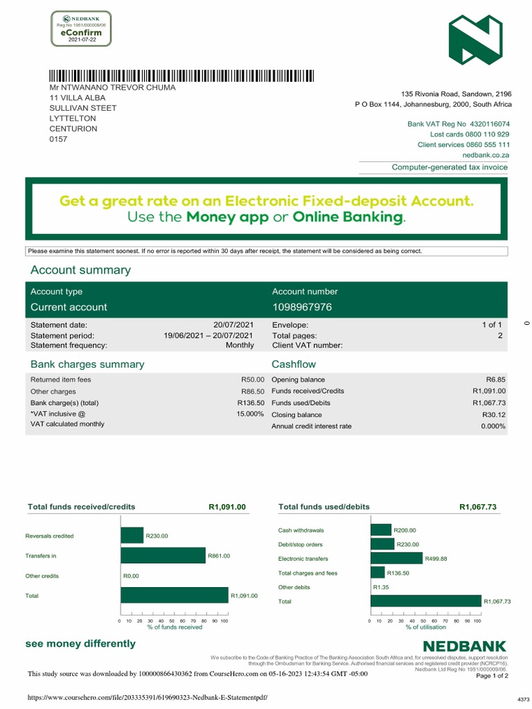 Nedbank E Statement PDF PDF