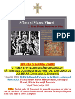 5.Sfânta şi Marea Vineri (Denia de Joi seară, a celor 12 Evanghelii), 13.04.2023