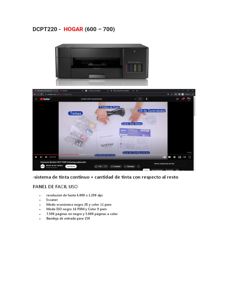 Comparativa Impresoras Brother DCP-T | PDF