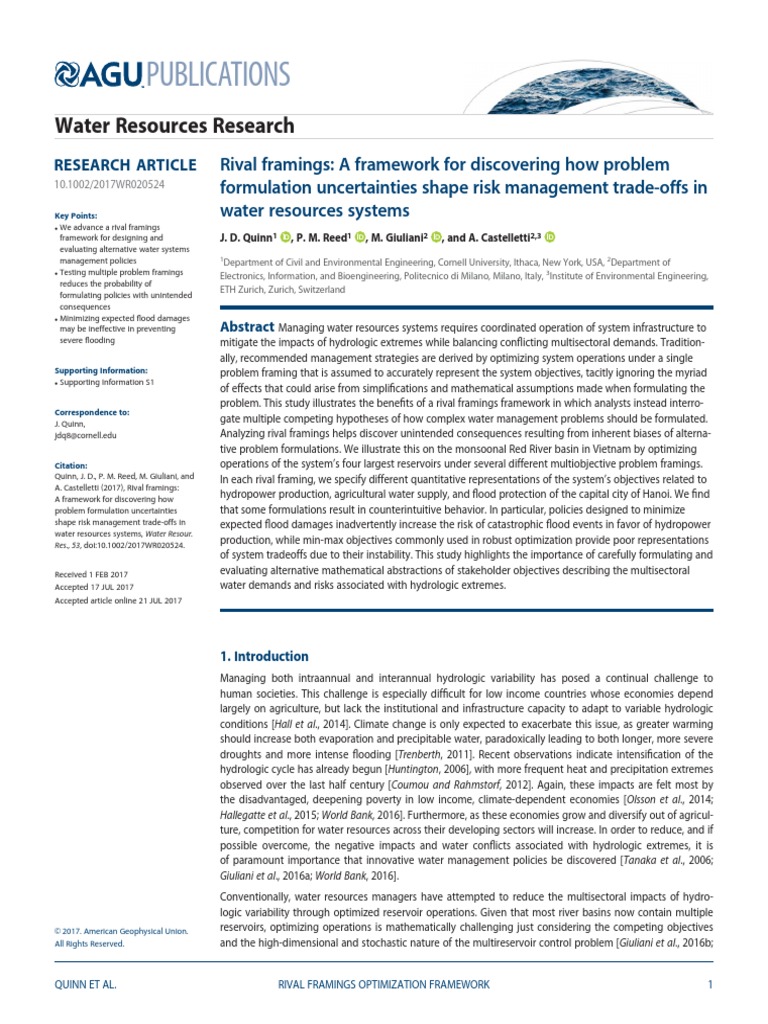 Rival Framings in Water Management Risks | PDF | Mathematical Optimization