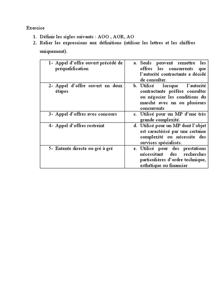 Exercice Appel D'offre | PDF