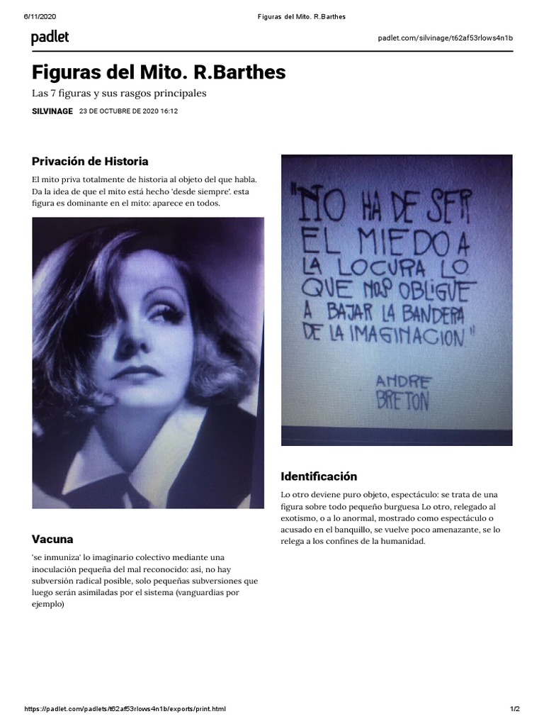 Figuras del Mito según R. Barthes | PDF | Teorías filosóficas
