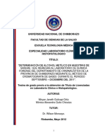 Determinación de Alcohol Metílico en Muestras de Sangre, Quimica Forense