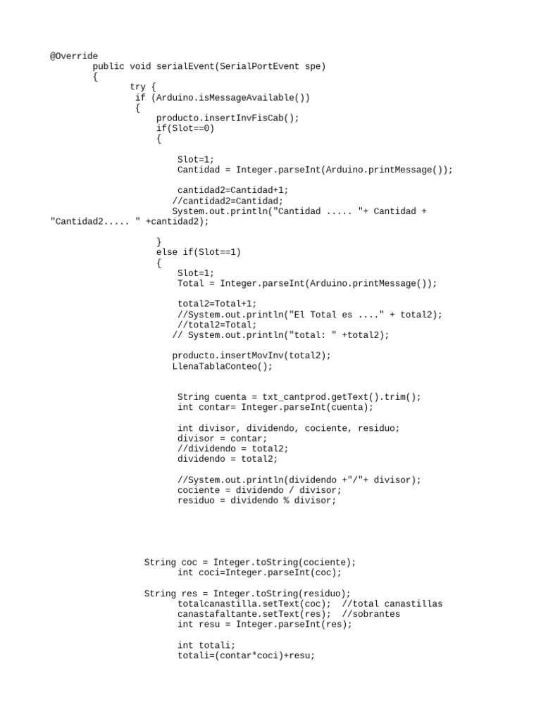Codigo Java Contador Serial Port Event PDF