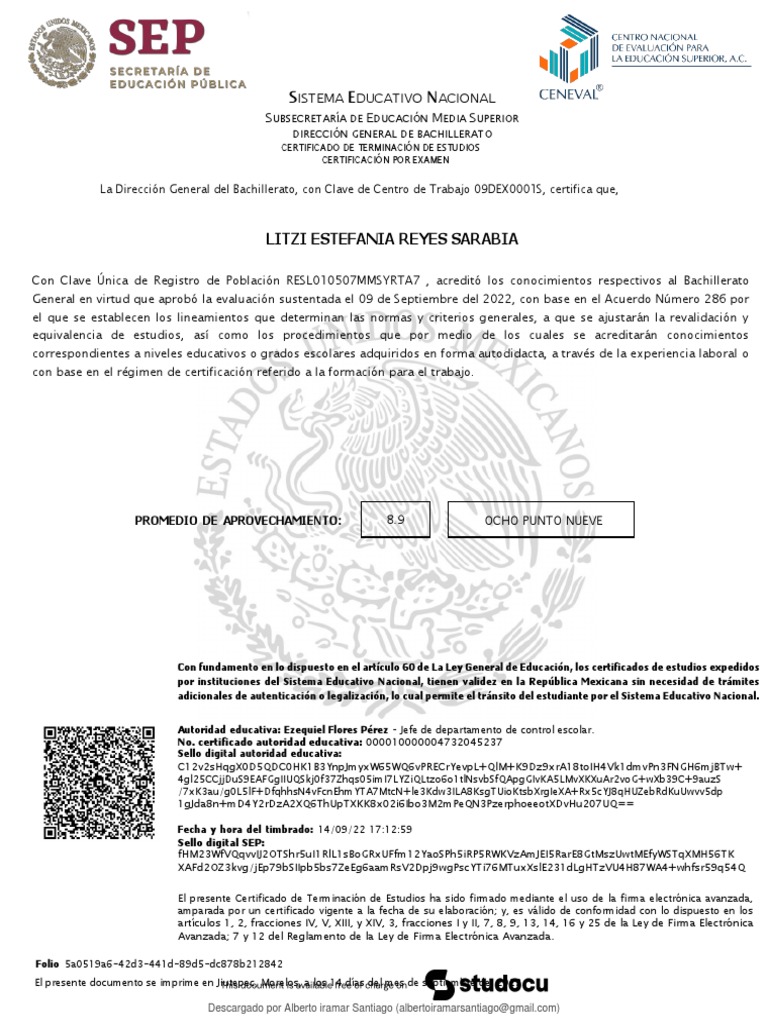 Certificado Ceneval Organized | PDF