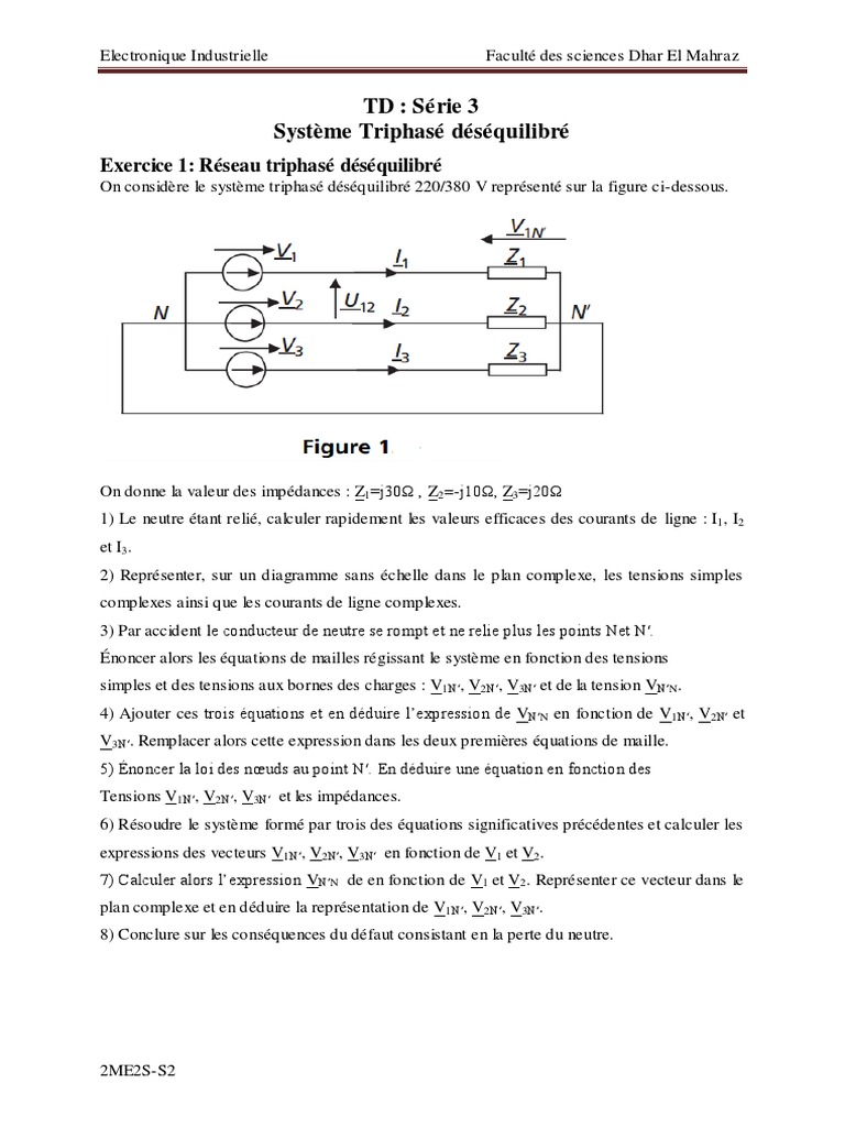Système Triphasé Déséquilibré et Neutre PDF Électricité — free download