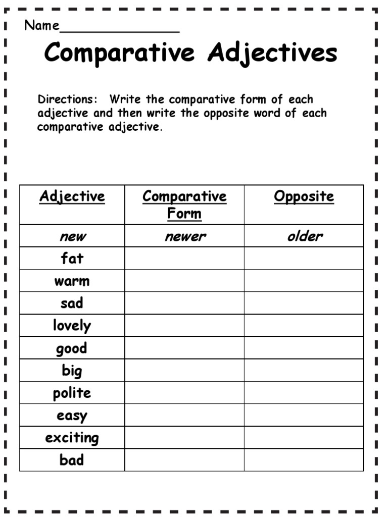 Comparative Adjectives: New Newer Older | PDF