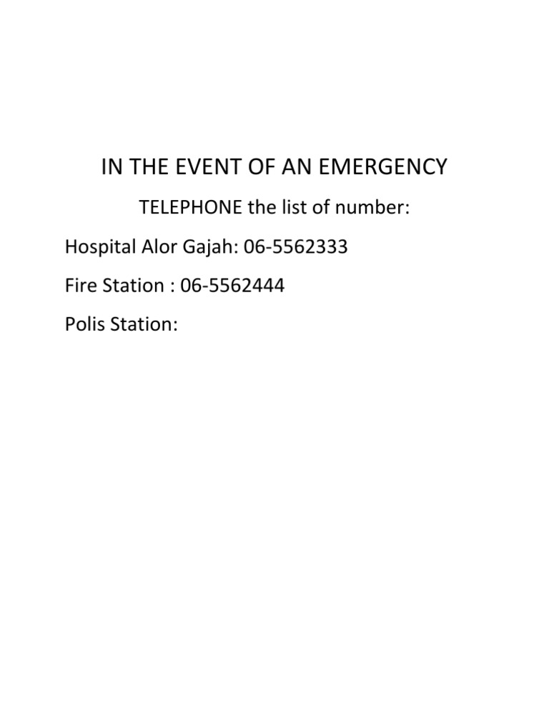 Emergency Contact Numbers | PDF