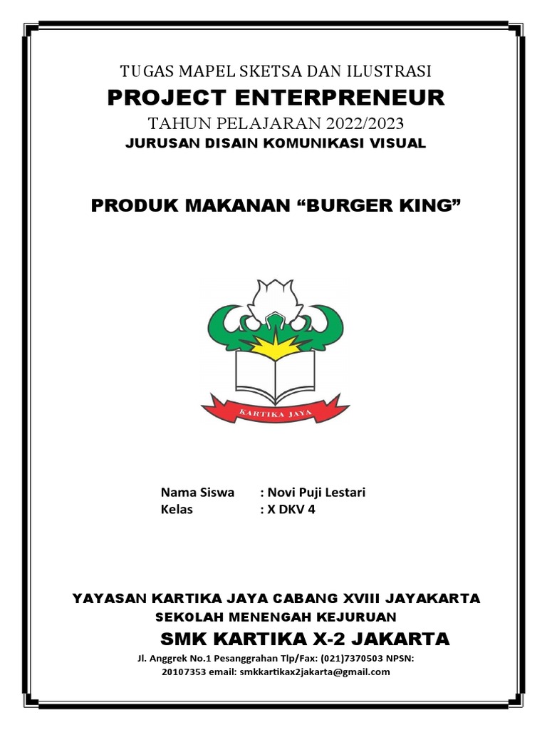 Sketsa Iklan Produk Burger King | PDF