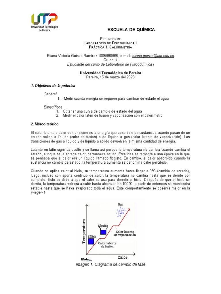 Práctica 4. Calorimetría-Calor de Fusión y Vaporización | PDF | Hogar ...