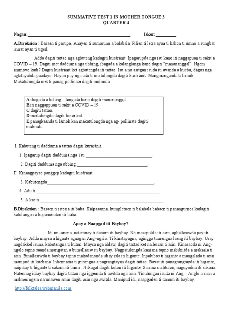 ST 1 TOS MTB MLE 3 Quarter 4 | PDF