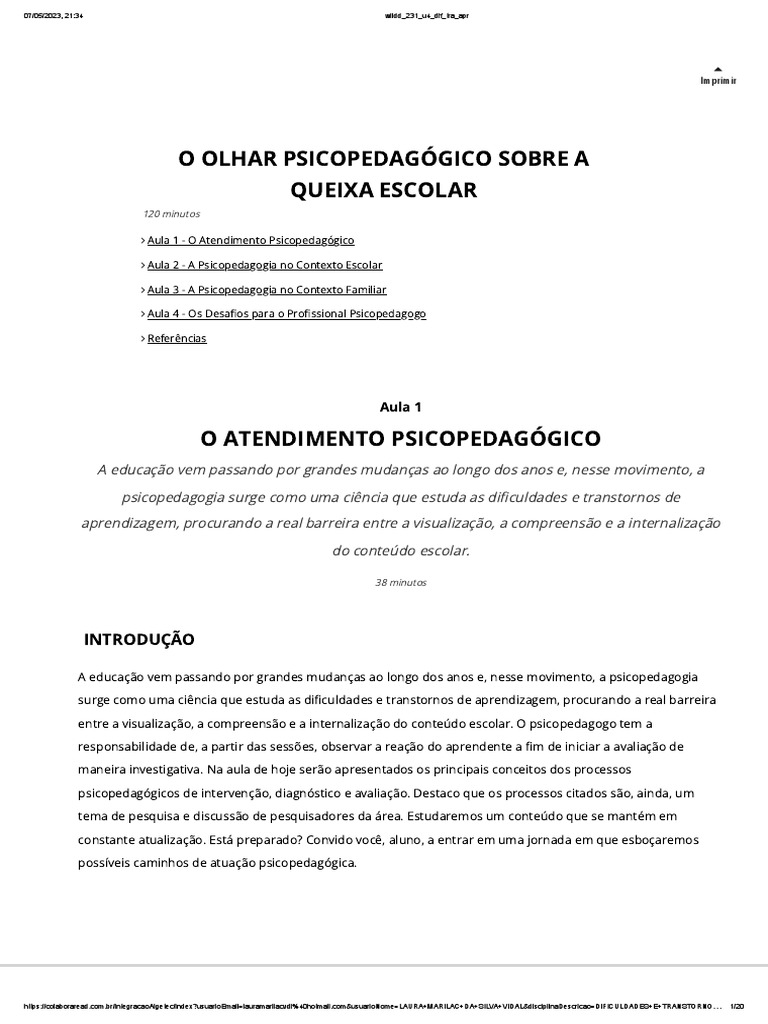 O Olhar Psicopedagógico Sobre A Queixa Escolar | PDF | Aprendizado ...