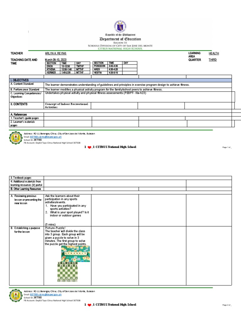 1ST Cot P.E. PDF Psychology Education Theory