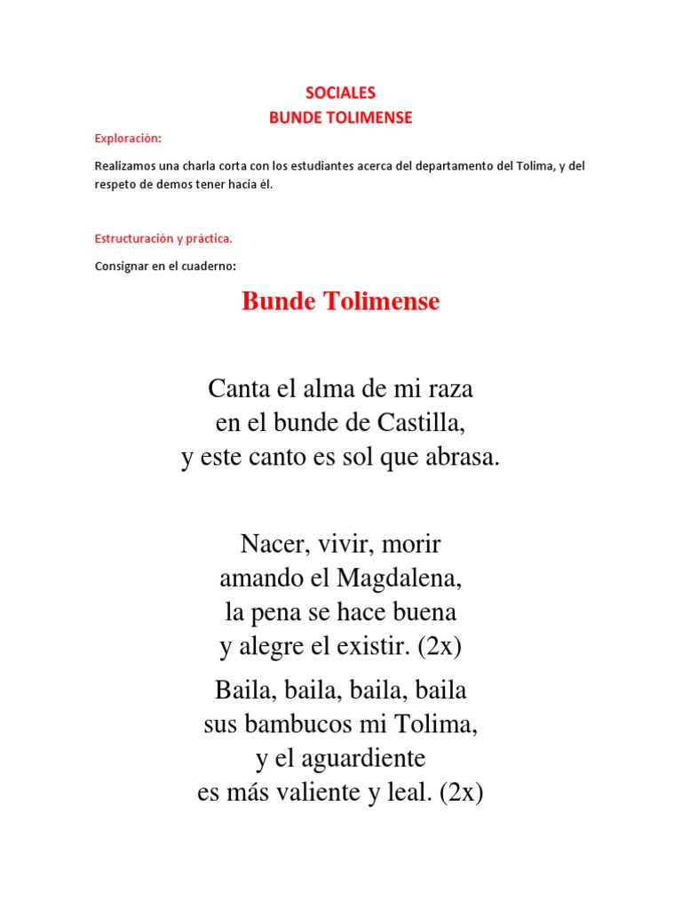 Bunde Tolimense: Canto y Cultura | PDF | Artes del Lenguaje y ...