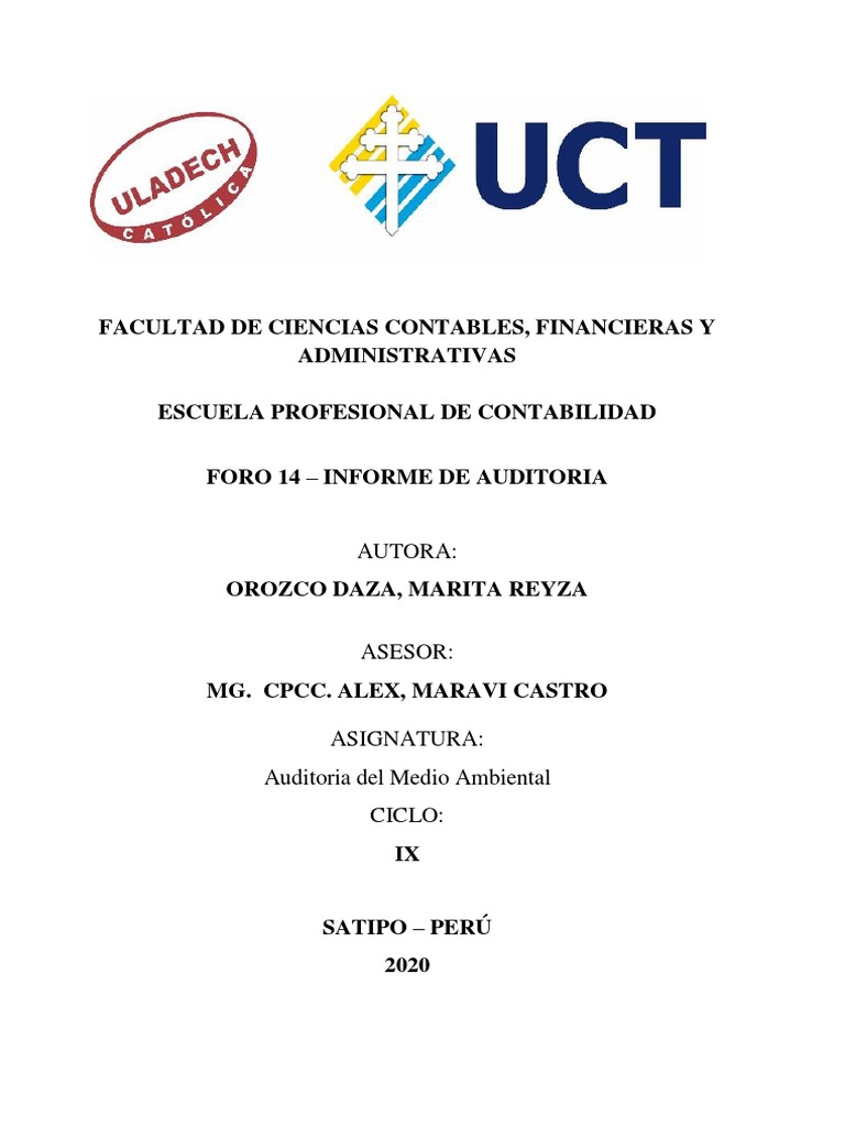 Foro 14 - Informe de Auditoria | PDF | Auditoría | Contabilidad