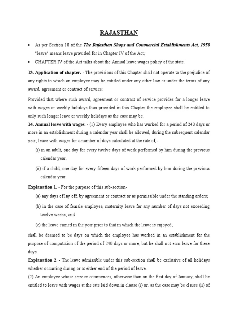 Rajasthan Leave Rules Overview | PDF | Employment | Overtime